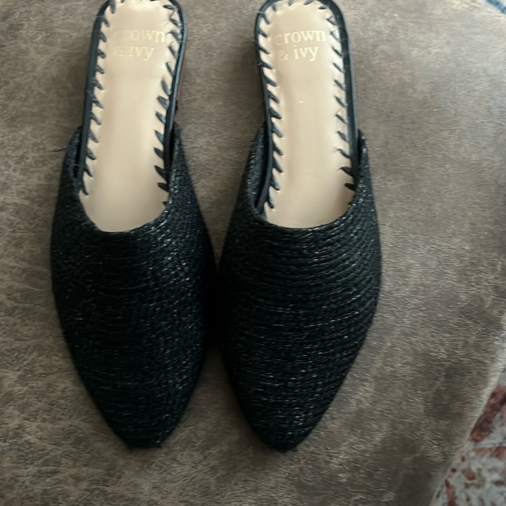 Woman’s  Mules. Crown & Ivy brand. Black Size 8 1/2